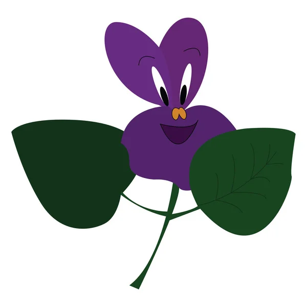 Un felice fiore viola, vettore o illustrazione a colori . — Vettoriale Stock