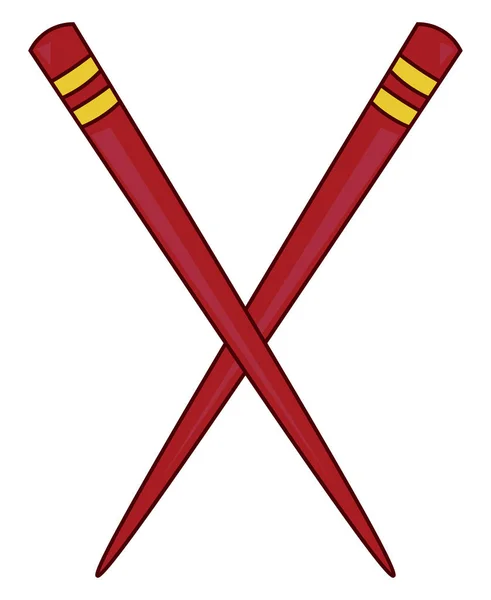 Een rode Chopstick, vector of kleur illustratie. — Stockvector