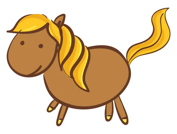 Een paard met een gouden staart, vector of kleur illustratie. — Stockvector