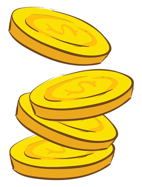 Monedas de oro, vectores o ilustraciones en color . — Vector de stock