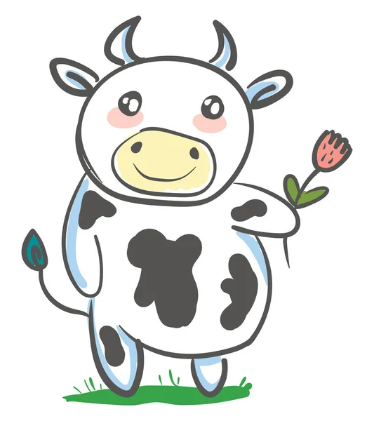 Een schattige koe, vector of kleur illustratie. — Stockvector