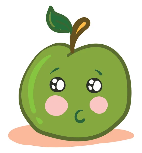 Ett grönt äpple med rosiga kinder, vektor eller färg illustration. — Stock vektor