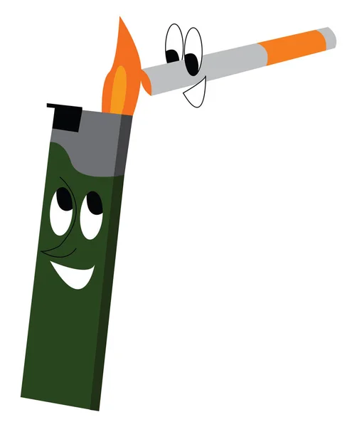 Eine Zigarette und ein Feuerzeug, ein Vektor oder eine farbige Illustration. — Stockvektor