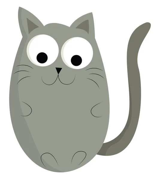En glad grå katt, vektor eller färg illustration. — Stock vektor