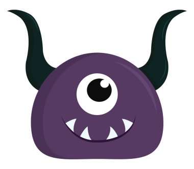 Boynuzları, vektör veya renk illüstrasyon ile Mor canavar.