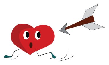 Çalışan kalp, vektör veya renk çizimi.