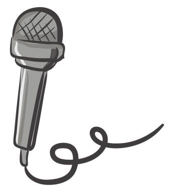 Gri mikrofon, vektör veya renk çizimi.
