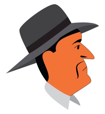 Gri şapkalı, vektörlü veya renkli illüstrasyonu olan bir adam.