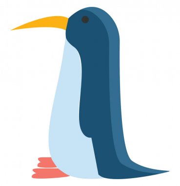 Mavi penguen, vektör veya renk illüstrasyonu.