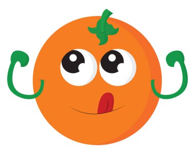 Sevimli gözleri, vektör veya renk illüstrasyon ile bir turuncu.