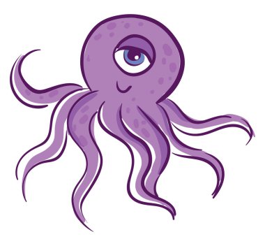 A 1 gözlü ahtapot, vektör veya renk illüstrasyon.