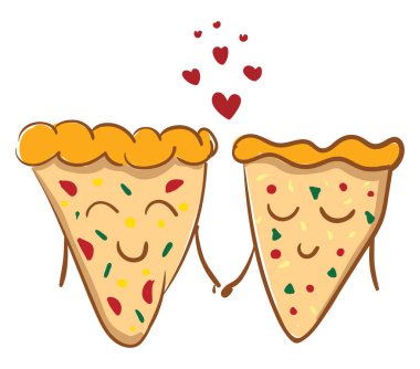 Pizza aşık, vektör veya renk illüstrasyon.