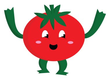 Sevimli domates, vektör veya renk illüstrasyon.