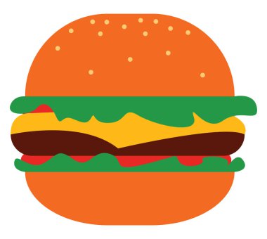 Lezzetli cheeseburger, illüstrasyon, beyaz arka plan vektör