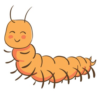 Mutlu turuncu kırkayak, illüstrasyon, beyaz arka plan vektör