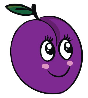 Sevimli küçük erik, illüstrasyon, beyaz arka plan vektör.