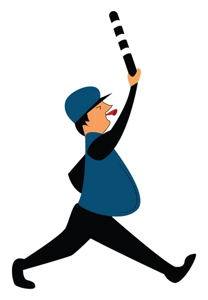 A running policeman, vector or color illustration. — Stock Vector