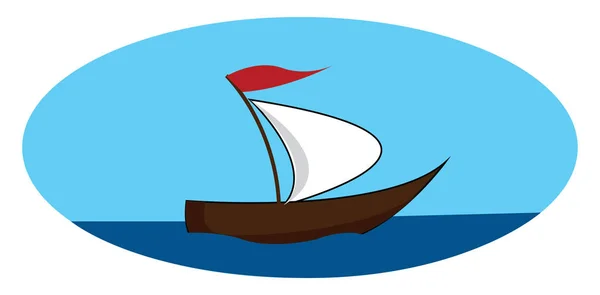 Statek w morzu, wektor lub kolor ilustracji. — Wektor stockowy