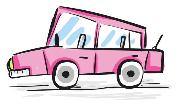 Een roze auto, vector of kleur illustratie. — Stockvector