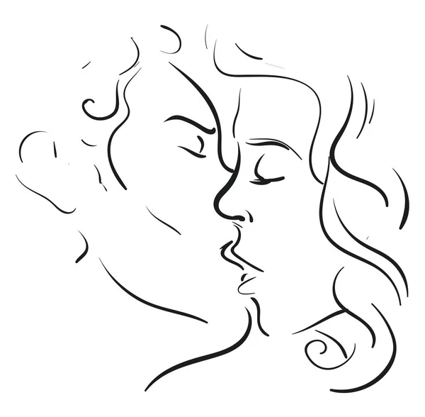 Bir öpüşme silueti, vektör veya renk illüstrasyon. — Stok Vektör