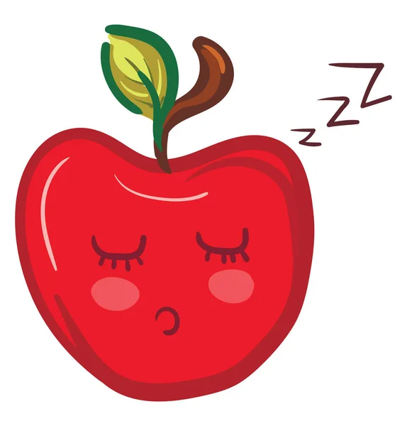 Dormir manzana roja, vector o ilustración de color . — Vector de stock