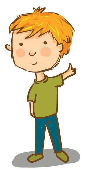 Ein kleiner Junge in grünem Hemd, Vektor oder Farbabbildung. — Stockvektor