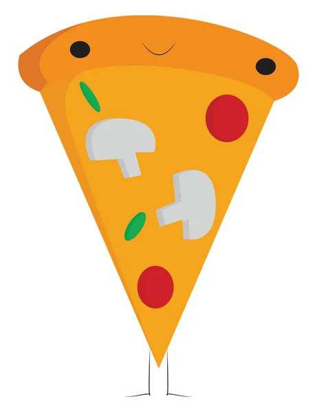 Pizza de champiñones, vector o ilustración en color . — Vector de stock