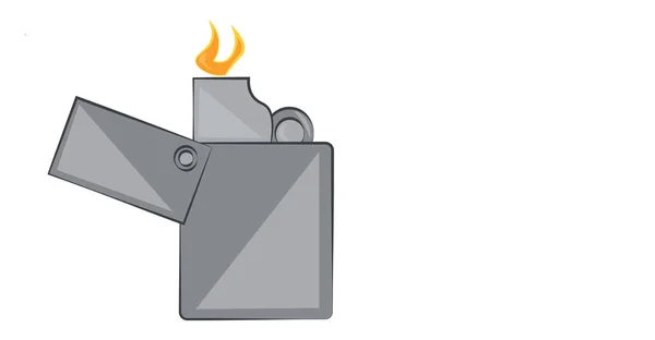 Briquet avec flamme, vecteur ou illustration couleur . — Image vectorielle