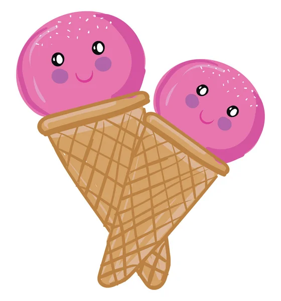 一对冰淇淋、矢量或彩色插图. — 图库矢量图片