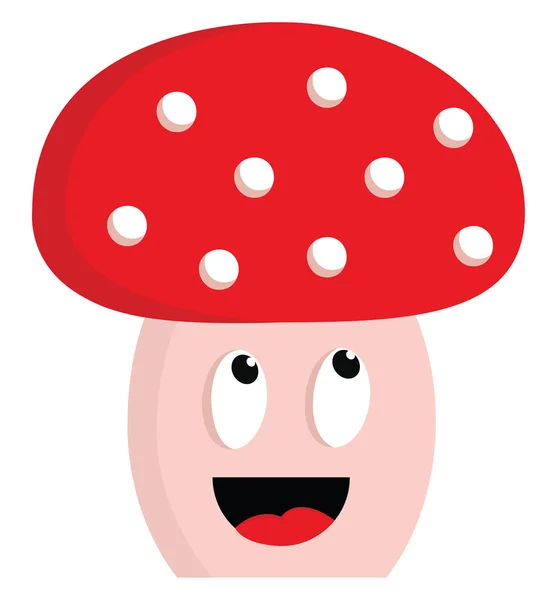 A happy red mushroom, vector or color illustration. — Stock Vector