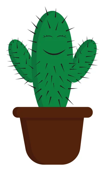 Un cactus verde feliz, vector o ilustración de color . — Vector de stock