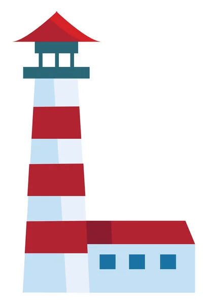 Un phare avec projecteur lumineux, vecteur ou illustration couleur — Image vectorielle