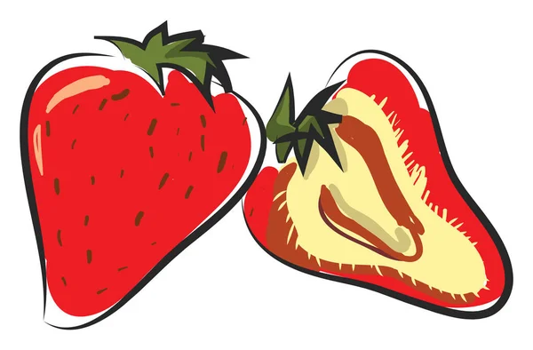 Illustration fraise douce, vecteur ou couleur . — Image vectorielle