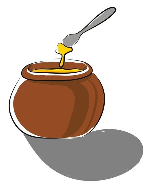 Un frasco de miel, vector o ilustración en color . — Vector de stock