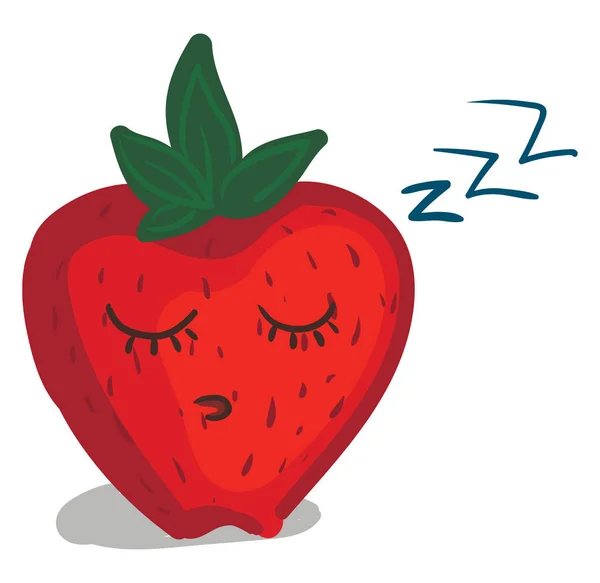 Sleeping Strawberry, vektor eller färg illustration. — Stock vektor