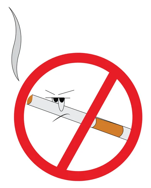 Ein Rauchverbot, ein Vektor oder eine farbige Abbildung. — Stockvektor