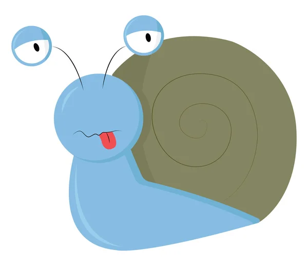 蓝色蜗牛、矢量图或彩色插图. — 图库矢量图片