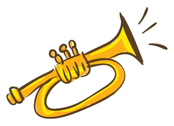 Una trompeta amarilla, vector o ilustración en color . — Vector de stock