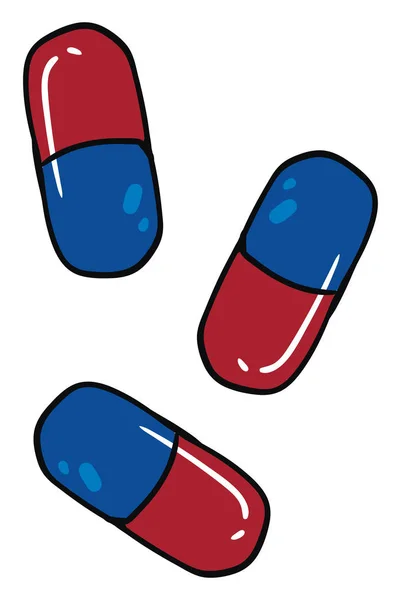 Blå och röda piller, illustration, vektor på vit bakgrund. — Stock vektor