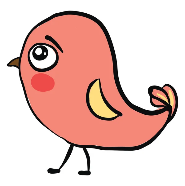 Sad pink bird, illustration, vector on white background. — Stock Vector