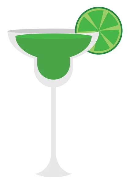 Groene limoen cocktail. illustratie, vector op witte achtergrond. — Stockvector
