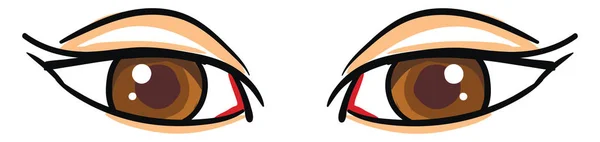 Gros yeux marron, illustration, vecteur sur fond blanc . — Image vectorielle