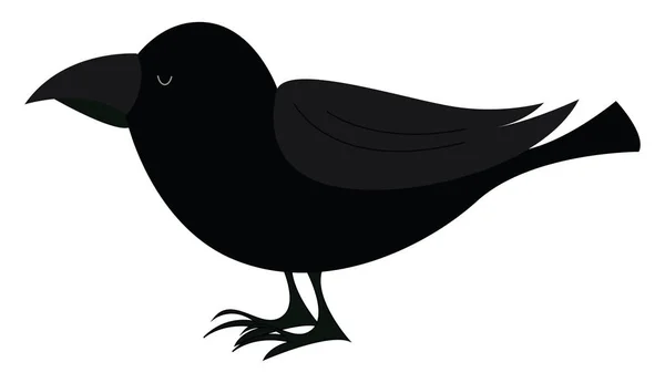 Černá Vrána stojící, ilustrace, vektor na bílém pozadí. — Stockový vektor