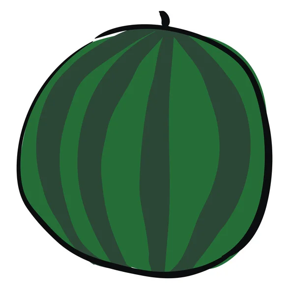 Große runde Wassermelone, Illustration, Vektor auf weißem Hintergrund. — Stockvektor