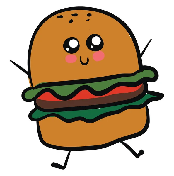 Cute Little Hamburger, ilustracja, wektor na białym tle. — Wektor stockowy