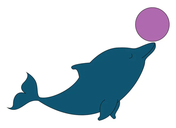 Милий дельфін з м'ячем, ілюстрація, вектор на білому тлі — стоковий вектор