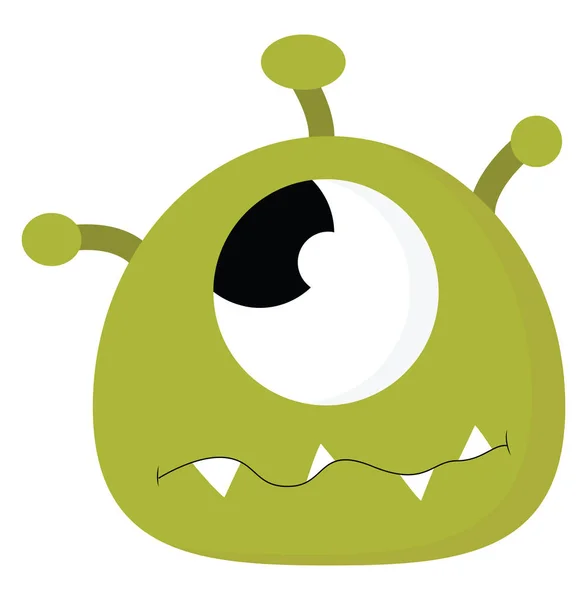 Grünes Monster mit einem Auge, Illustration, Vektor auf weißem Backgr — Stockvektor