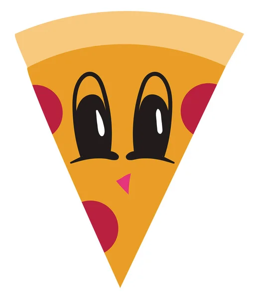 Mignonne coupe de pizza, illustration, vecteur sur fond blanc . — Image vectorielle