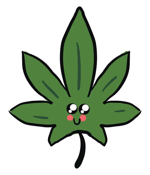 Sevimli marihuana yaprağı, illüstrasyon, beyaz arka plan vektör. — Stok Vektör