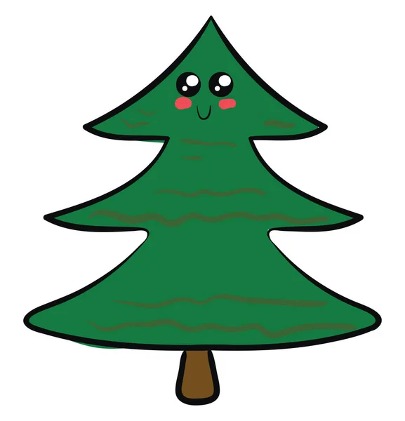 Niedlicher Weihnachtsbaum, Illustration, Vektor auf weißem Hintergrund. — Stockvektor